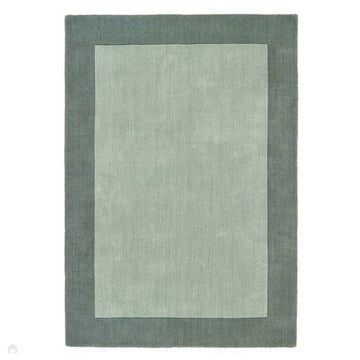 Borders Modern Plain Contrast Border Textured Hand-Woven Wool Soft Sage Green/Olive Green Rug-Origins-Rug Love - The Most Loved Rug Store